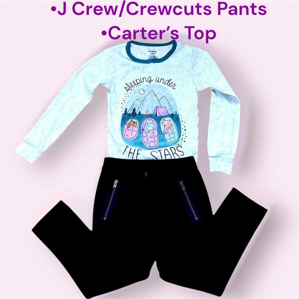 J Crew Crewcuts Girl’s Bundle, 4T, Zippy Moto Pants & Long-Sleeve Top